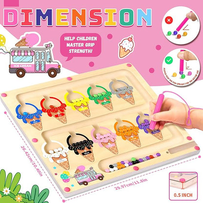 Uiseba Montessori Magnetic Color and Number Maze Toy for Toddlers Fine Motor Skills Educational Play for Girls Ages 3 to 5 Birthday Gift Interactive Learning Magnetic Maze