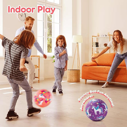 U&C Planet Playground Balls for Toddlers 1-3, 2 Pack 6 inch 8.5 inch Kickball for Kids Outdoor Indoor, Catoon Rubber Balls with Pump, Child Gift for Boys Girls 1-3 3-5 5-10