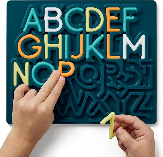 Pushpeel Advanced ABC Tracing Puzzle Board (Best for Ages 4+) – Silicone Learning Toy for Pre-Writing & Fine Motor Skills – Quiet Sensory Travel Activity Toy for Kids – Uppercase Alphabet, Spruce