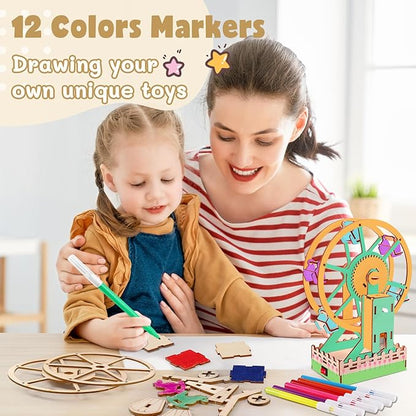 STEM Science Kit for Kids Ages 8-12, Wood DIY Craft Building Kits for Boys Girls 7-11, Science Experiment Projects for Engineering Model Kit, 3D Wooden Puzzle Toys for 9 10 12 14 Years Old