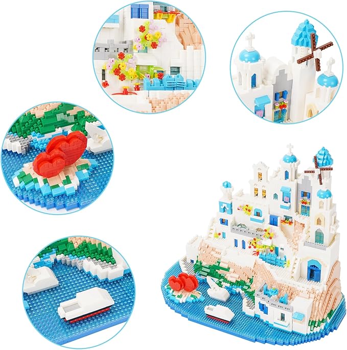 Building Block Set, Architecture Aegean Sea Micro Building Block Model Educational Toys Building Kit 5810 PCS