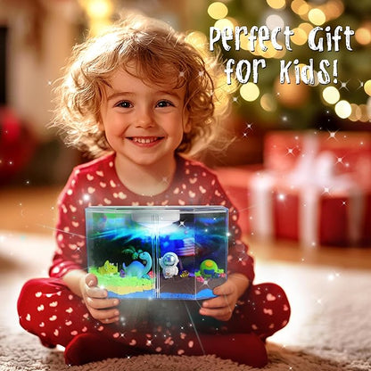 Carolart 3 in 1 Light Up Dinosaur Terrarium Kit,Space, Christmas kit,LED Night Light Up & Remote Boy Birthday Gifts Arts & Crafts Toy for Boys