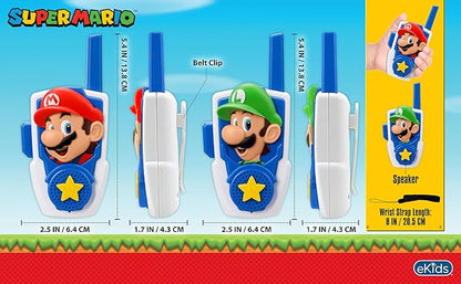 Super Mario Bros Walkie Talkies Kids Toys, Long Range, Two Way Static Free Handheld Radios, Designed for Indoor or Outdoor Games for Kids Aged 3 and Up