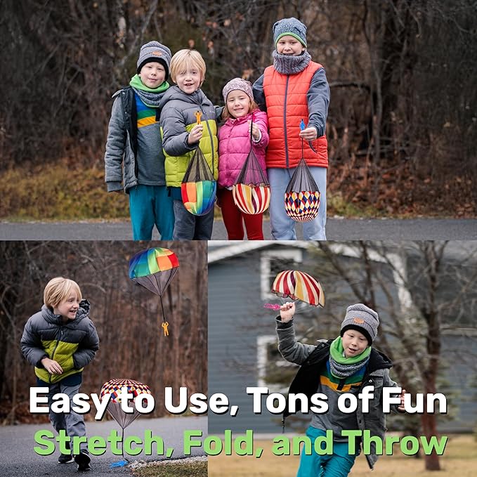 nutty toys Parachute Toys for Kids - Tangle Free Outdoor Flying Parachute Men, Top Indoor & Outside for 3 4 5 6 7 8 9 10 11 12 Year Old, Best Easter Basket Stuffers Idea 2026, Unique Boy & Girl Gifts