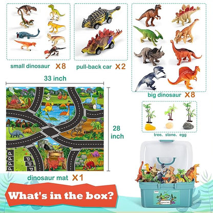 Dinosaur Toys for 3 4 5 Year Old Boys Gifts, 25 Pieces Dinosaurs Toys for Kids 3-5-7, Dino Figures Activity Play Mat Christmas Birthday Gifts for Girls Toddler Toy Age 2-4