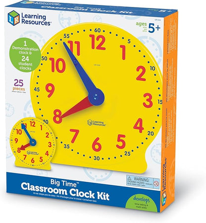 Learning Resources Classroom Clock Kit -25 Pieces, Ages 5+ Clock for Kids, Learning to Tell Time, Clocks for Teaching Time, Teacher and Classroom Supplies