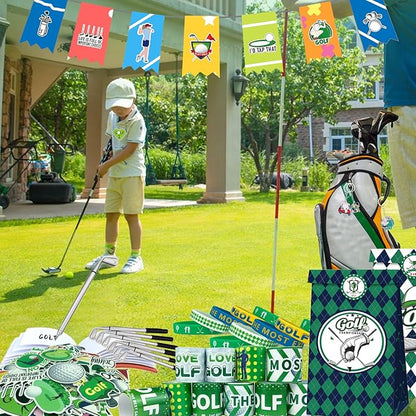 Golf Party Favors 110Pcs Golf Themed Birthday Party Supplies Include Keychains Slap Bracelets Goodie Bags Stickers Golf Themed Party Favors Gifts for Pinata Filler