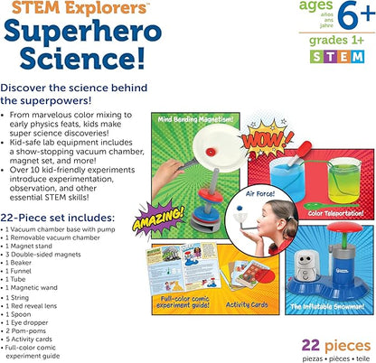 Learning Resources STEM Explorers Superhero Science!, 21 Pieces, Ages 6+, Science Kit, STEM Toys, Science for Kids