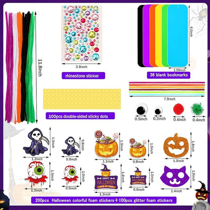 JULBEAR 36 Sets Halloween Crafts Kits DIY Blank Foam Decorations Sets Foam Self-Adhesive Stickers Arts for Kids Halloween Party Favors Classroom Activity Gift Exchange