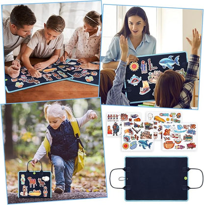 4 Pack Felt Board Bible Stories Set Flannel Board Stories Include Noah's Ark, Jonah and The Whale, David and Goliath, The Nativity of Jesus, 52 Pcs Precut Bible Felt Story Board for Kid