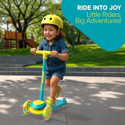 3 Wheel Scooter for Kids, Smooth Light Up LED Front Wheels, Wide Anti Slip Deck, Rear Foot Brake, Easy Lean to Steer Maneuvering, Indoor & Outdoor Ride On Toys for Ages 2 Up,
