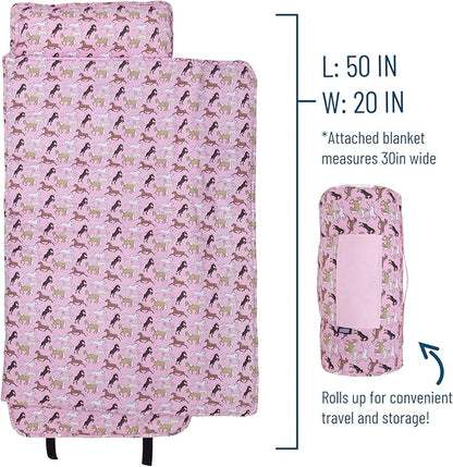 Wildkin Original Nap Mat with Reusable Pillow for Boys & Girls, Perfect for Elementary Daycare Sleepovers, Features Hook & Loop Fastener, Cotton Blend Materials Nap Mat for Kids