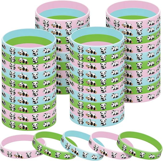 Batiyeer 36 Pcs Panda Rubber Bracelets Cute Panda Silicone Wristbands Silicone Bracelet Stretch Wrist Bands for Kids Panda Theme Birthday Party Decorations Student Rewards Gifts, 3 Colors