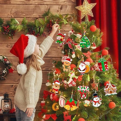 30 Set Christmas Craft Kit Suncatchers Kit Christmas Tree Santa Gingerbread DIY Suncatchers Craft Kit Make Your Own Suncatcher Paint Sun Catcher Ornaments for Xmas Art Craft Painting Activity