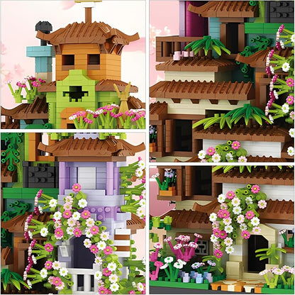 Cherry Blossom Tree House Micro Mini Building Block Sets for Adult,Flowers Treehouse Modell Villa Kit for Woman Kids（3350 Pieces）
