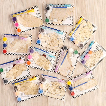 GEECOZYLIFE Race Car Painting Party Favors - 12 PCS Race Car DIY Wood Crafts Kit with Bubble Wands - Birthday Supplies Classroom Rewards Gifts Bulk - Thank You for Coming Gifts