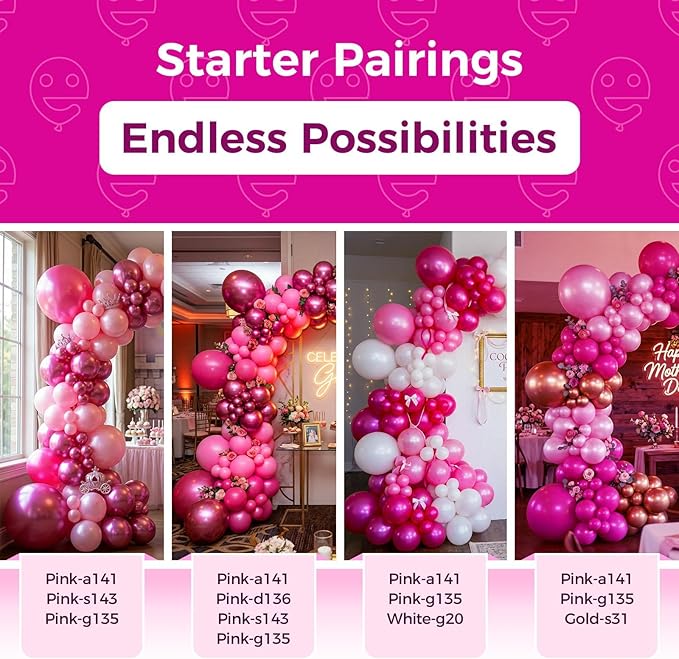 Bezente Pearl Hot Pink Balloons Latex Party Balloons - 100 Pack 12 inch Round Helium Magenta Fuchsia Dark Pink Balloons for Princess Gender Reveal Birthday Wedding Anniversary Party Decorations