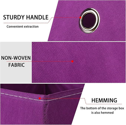 Foldable Storage Cubes Bins ,11 Inch Cloth Storage Cube Fabric Storage Box Cubes Organizer Baskets with Handles for Home Organizer Set of 3 (Purple)