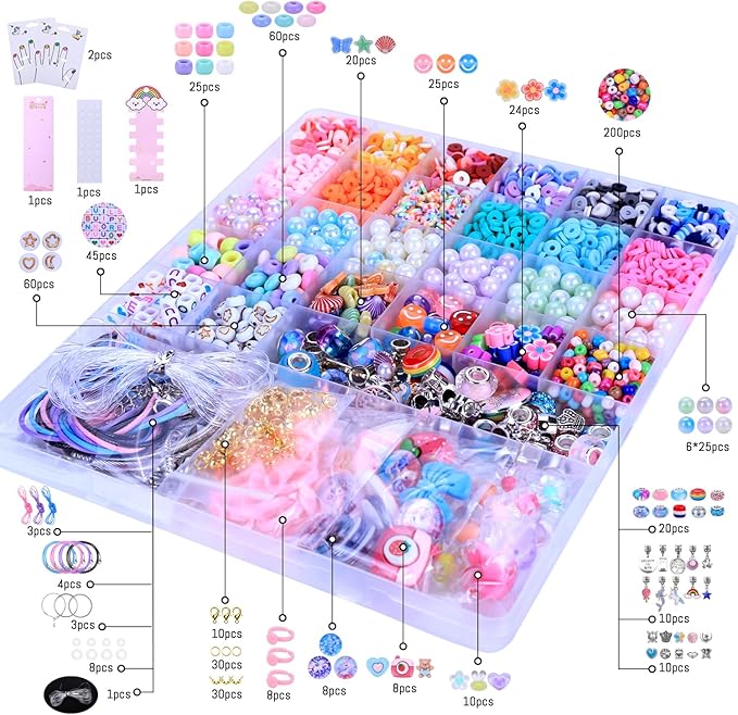 AIPRIDY 3200 Pcs Girls Toys Bracelet Making Kit, Unicorn/Mermaid Clay Beads Jewelry Activity Kit, DIY Crafts Birthday Christmas Gifts for Girls Ages 5 6 7 8 9 10 11 12 Years Old (Sapphire Blue)