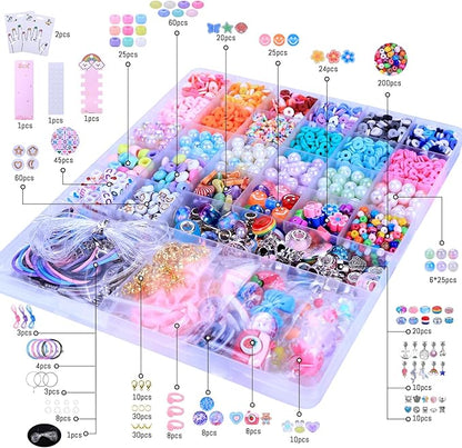 3200 Pcs Unicorn Jewelry Activity Kit,Clay Beads Bracelet Making Kit,Flat College Style Beading for Friendship Jewelry Making,Crystal Time Gem Ring Gifts,DIY Crafts for Teen Girls(Sapphire blue)