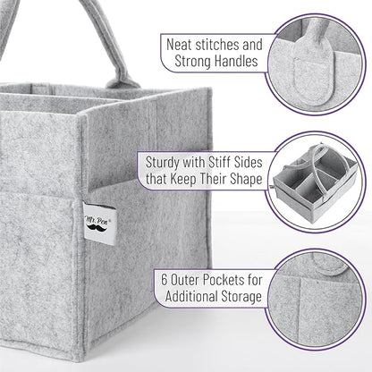 Mr. Pen- Baby Diaper Caddy Organizer, Gray, Medium, Nursery Storage Bin and Car Organizer for Diapers and Baby Wipes