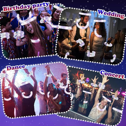 12 PCS White Glow Sticks Valentines Day Party Favors for Kids, LED Light Up Necklaces Bracelets Accessories for Toddlers, Glow Birthday Mardi Gras Party Supplies Decorations for Boys Girls