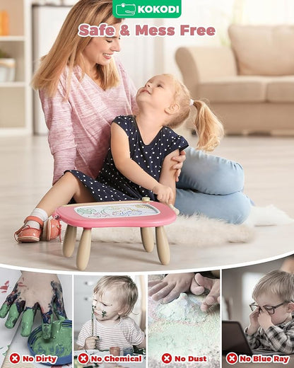KOKODI Toys Gifts for 1 2 3 Years Old Girl, Sturdy Magnetic Drawing Board Sketch Doodle Pad, Educational Learning Birthday Easter Gifts Basket Stuffers for Kids Toddler - Left Hands Friendly