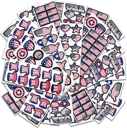 Artcreativity Assorted USA Stickers, Patriotic Stickers for Kids, 100 Sheets with Over 1,000 American Flag Stickers, Memorial Day Crafts for Kids, Memorial Day Stickers Decorations