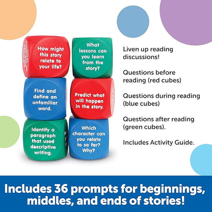 Learning Resources Reading Comprehension Cubes - Set of 6, Kids Ages 6+ Teacher and Classroom Supplies, Reading Aids for Kids