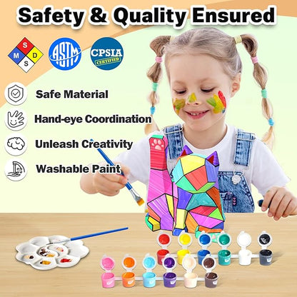 FUNZBO Paint Your Own Cat Lamp Kit - Arts & Crafts Supplies Kitten Painting Kits for Kid Teen Adult, DIY Toy for Toddler Girl Boy Age 3 4 5 6 7 8 9 10 11 12 13 + Easter Valentine Holiday Birthday Gift