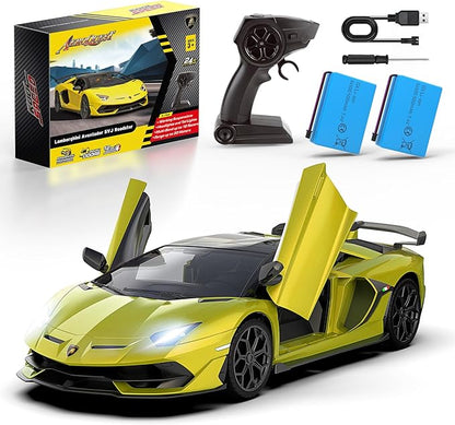 Lamborghini Remote Control Car, Officially Licensed 1:14 Lambo RC Car for Boys Girls Birthday Gift, Green Toys for 3 4 5 Years Old（Green）