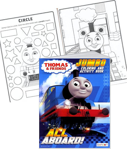 Thomas The Train Coloring Book with Thomas and Friends Stickers Bundle with Thomas The Train Stickers and 2-Sided Door Hanger