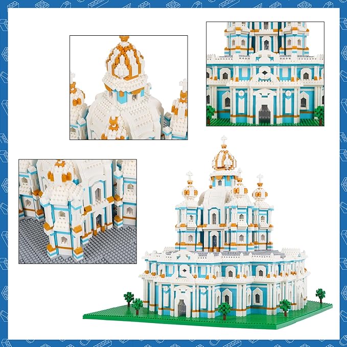 Micro Mini Blocks Smolny Cathedral Model Building Blocks Set Architecture Model Mini Building Blocks Gifts for Adult