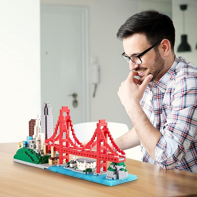Micro Building Blocks Set for Adults San Francisco Golden Gate Bridge Architecture Skylines Model, Mini Bricks Toy Present for Kids 1610 PCS