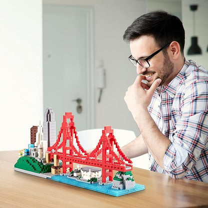 Micro Building Blocks Set for Adults San Francisco Golden Gate Bridge Architecture Skylines Model, Mini Bricks Toy Present for Kids 1610 PCS