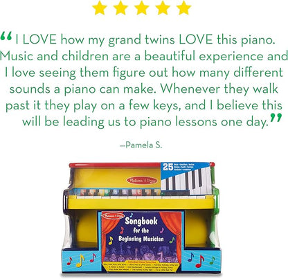 Melissa & Doug Learn-To-Play Piano With 25 Keys and Color-Coded Songbook Toy Piano For Baby, Kids Piano Toy, Toddler Piano Toys For Ages 3+, Yellow/Brown,green
