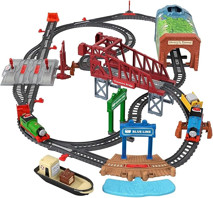 Thomas & Friends Toy Train Set Talking Thomas & Percy Motorized Engines with Track, Sounds & Phrases for Preschool Pretend Play Kids Ages 3+ Years
