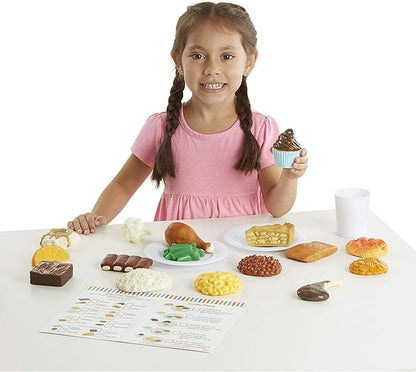Melissa & Doug Food Fun Combine & Dine Dinners - Red - Realistic Play Food For Kids Kitchen, Pretend Play Food Set For Kids Ages 3+