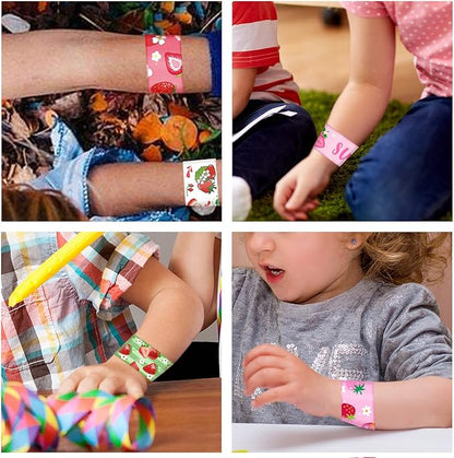 48PCS Strawberry Party Favors Slap Bracelets Berry First Birthday Party Supplies Decorations for Baby Shower Strawberry Party Sweet 1st Birthday Party Strawberry Party Summer Party