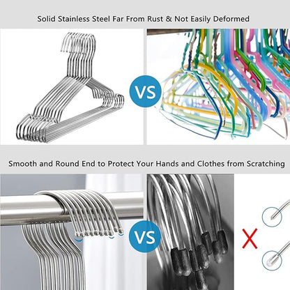 Fayleeko Wire Hangers 17.7 Inch Coat Hangers Strong Heavy Duty Stainless Steel Metal Hangers Ultra Thin Space Saving Clothes Hangers (50 Pack)