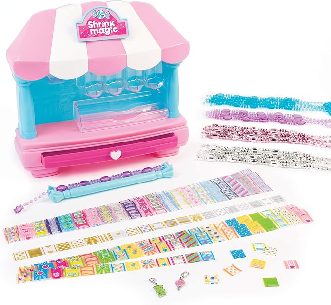 Make It Real:Shrink Magic Candy Shop Bracelet Kit - Create 20 Bracelets, Use A Hair Dryer to Shrink & Style, DIY Jewelry Kit, Girls & Kids Ages 8+
