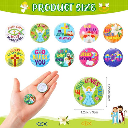 Frienda 60 Pcs Easter Religious Gifts Religious Slap Bracelets with Badges Christian Gifts for Kids Jesus Love You Wristbands Bracelets for Vbs Sunday School Supplies Birthday Party Favors(God)