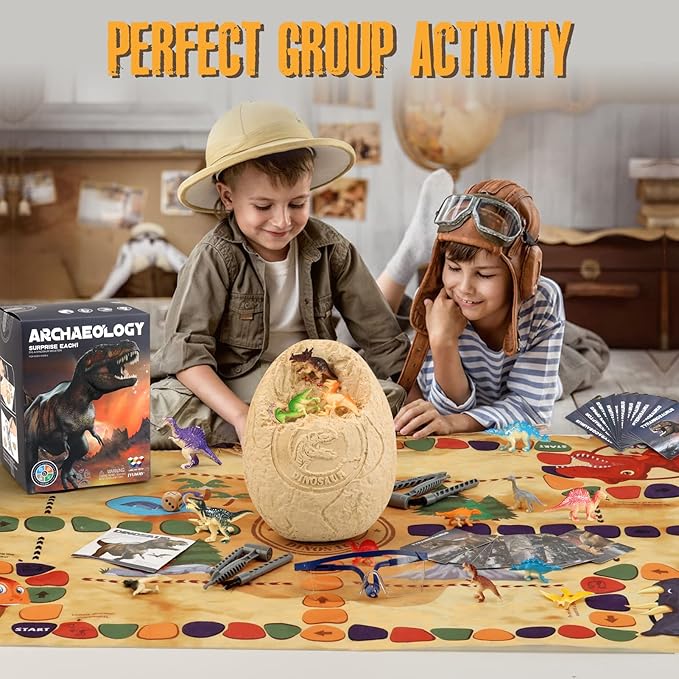 Jumbo Dino Egg Dig Kit, Dinosaur Toys for Kids 5-7, Dinosaur Eggs with 12 Dinosaurs inside, Dino Toy Outdoor Gift with Dinosaur Card, Dinosaur Egg Excavation for Kids Boys Girls Gift 6 and up year old