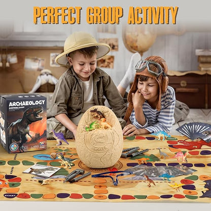 Jumbo Dino Egg Dig Kit, Dinosaur Toys for Kids 5-7, Dinosaur Eggs with 12 Dinosaurs inside, Dino Toy Outdoor Gift with Dinosaur Card, Dinosaur Egg Excavation for Kids Boys Girls Gift 6 and up year old
