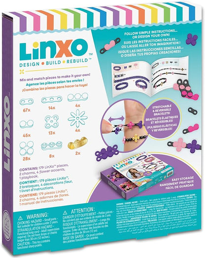 Make It Real: LinXo Popstar Chic Design Jewelry Set - 186pcs, DIY 5 Flexible Bracelets, Design-Build-Rebuild, Craft Activity Kit, Girls & Kids Ages 6+