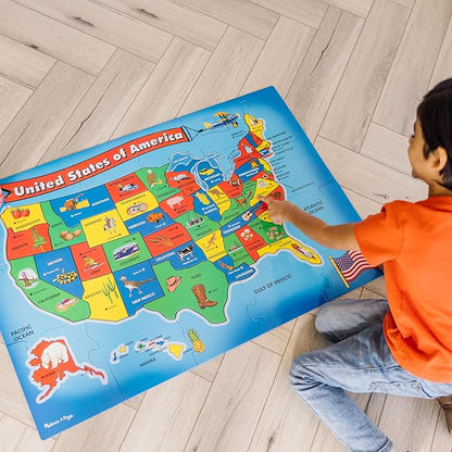 Melissa & Doug USA Map Floor Puzzle - 51 Pieces (2 x 3 feet) - FSC Certified