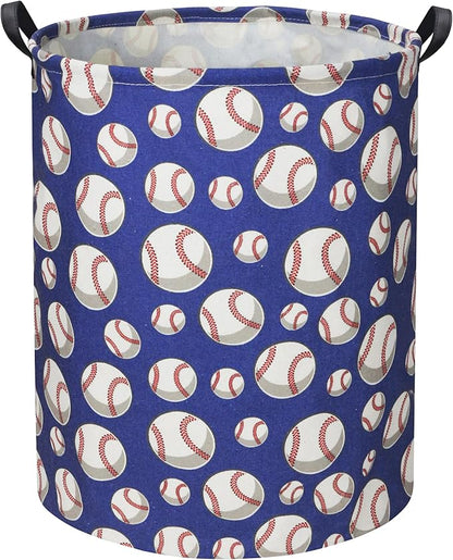 HIYAGON Baseball Kids Laundry Hamper, Large, Cotton & Linen, Waterproof PE Coating, Collapsible, Multi-purpose, Dinosaur Pattern