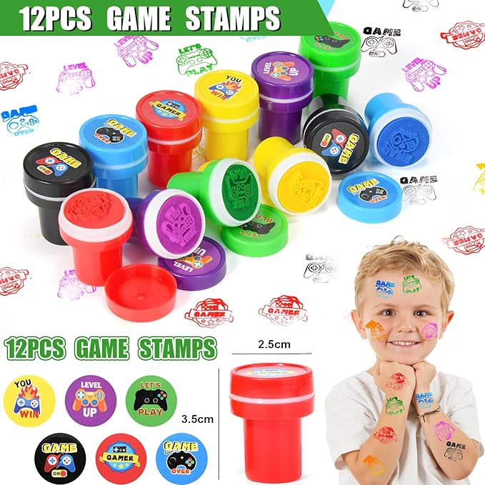 102 Video Game Party Favors Birthday Supplies Silicone Bracelet VIP Pass Holder Stamper Keychain Tattoo Stickers Goodie Bag Fillers Gaming on Toy Gift Kid Boy Gamer Party Favors
