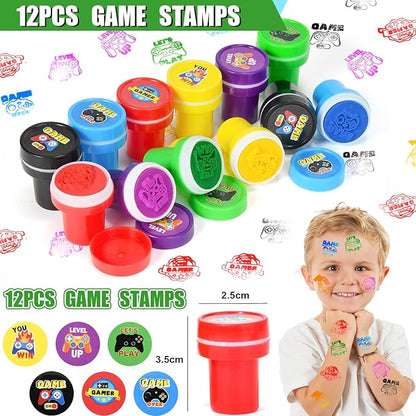 102 Video Game Party Favors Birthday Supplies Silicone Bracelet VIP Pass Holder Stamper Keychain Tattoo Stickers Goodie Bag Fillers Gaming on Toy Gift Kid Boy Gamer Party Favors