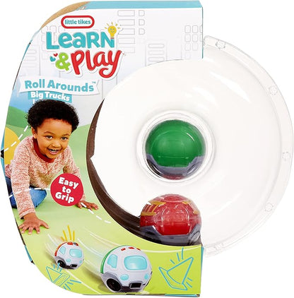 Little Tikes Learn & Play Roll Arounds Big Truck 2-Pack, Toy Vehicle and Ball Play in One, Easy Grip & Roll Cars- Birthday Gifts for Kids, Toddler Toys for Boys and Girls Ages 18 Months 1 2 3+ Years